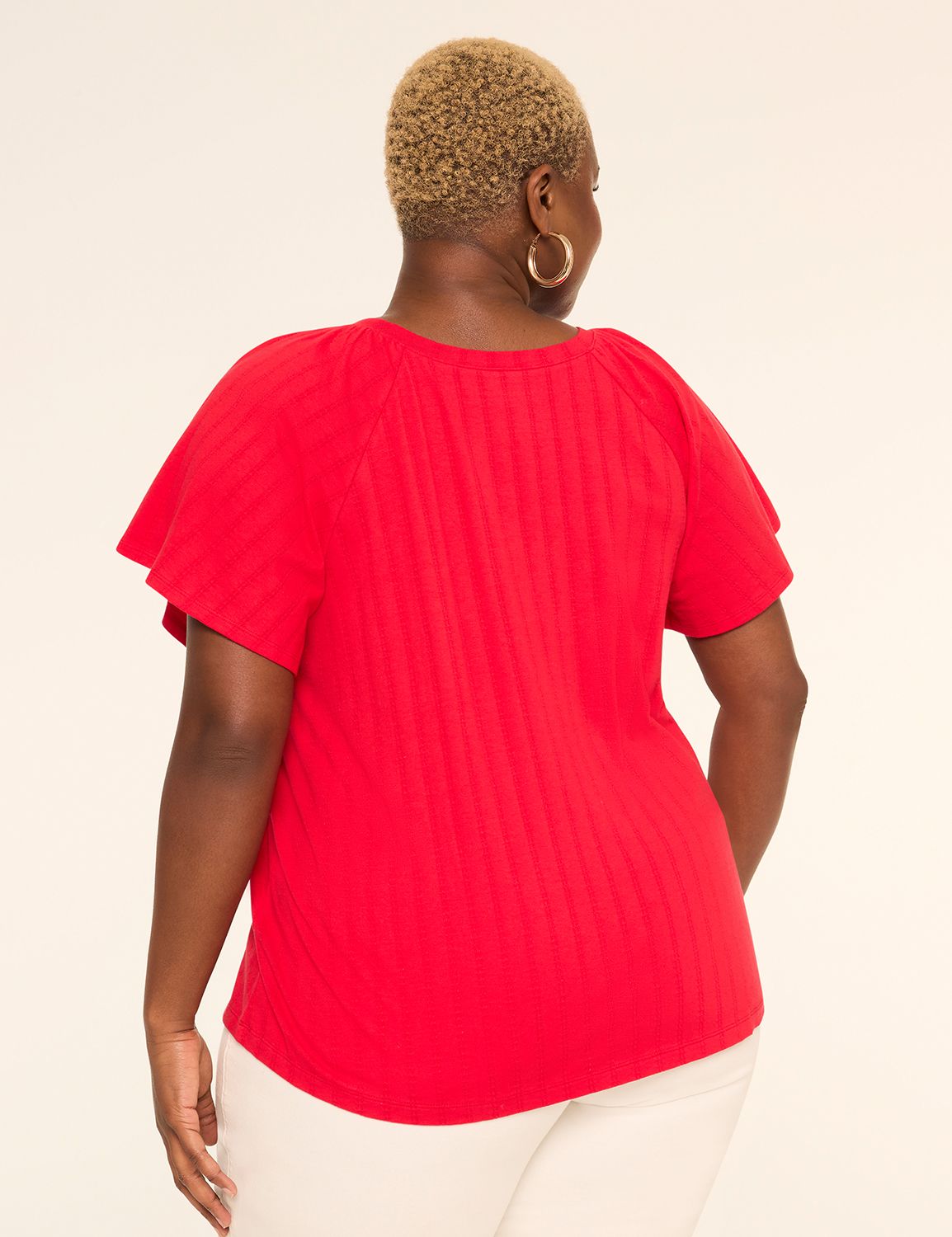 Shirred Flutter-Sleeve Top