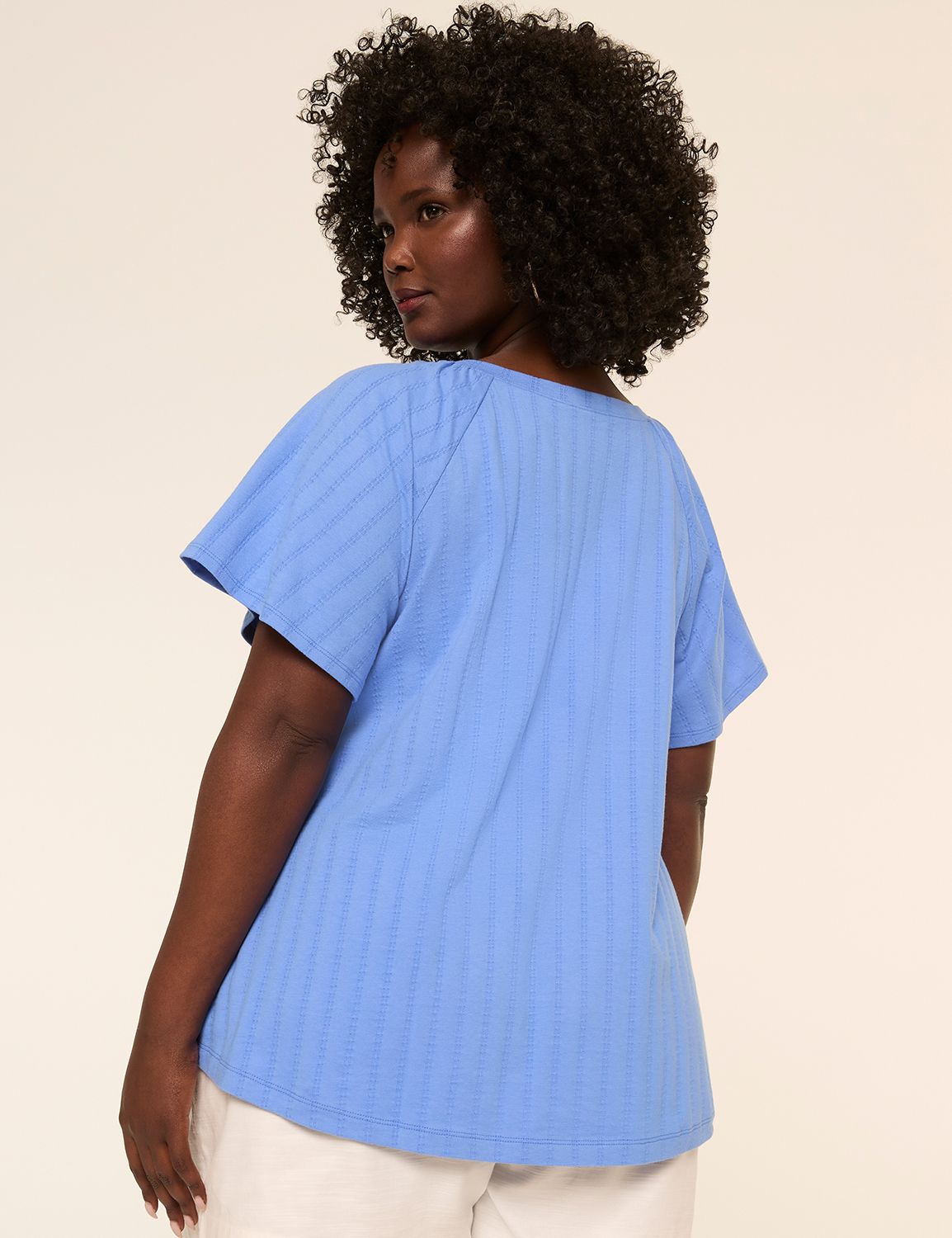 Short Shirred Flutter Sleeve Raglan Product Image 2