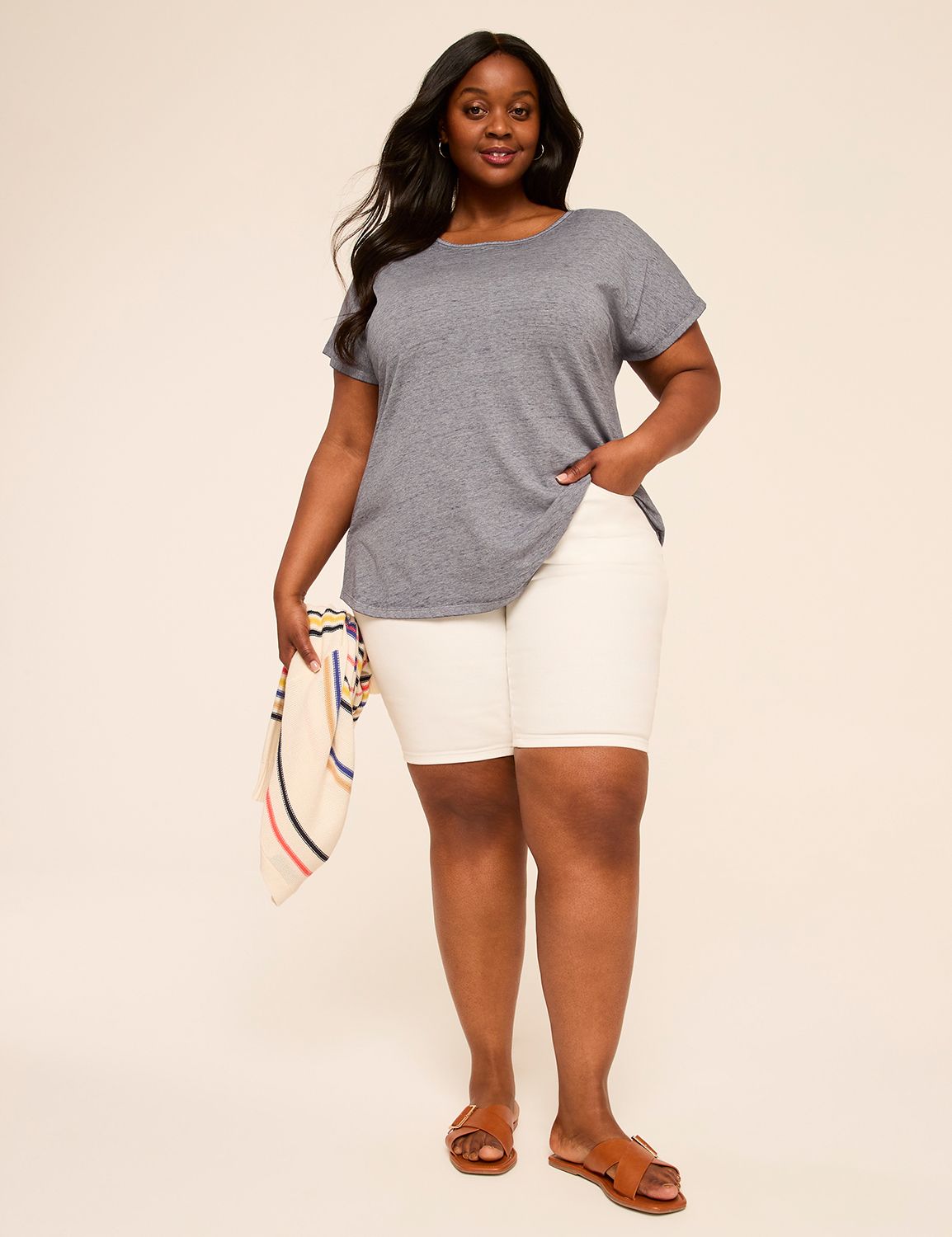 Short Sleeve Scoop Neck Dolman w/ S Product Image 3