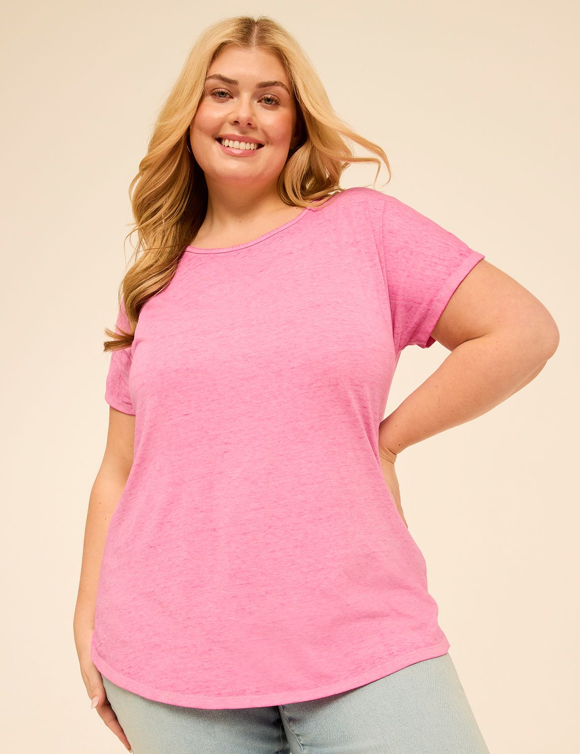 Short Sleeve Scoop Neck Dolman w/ S Product Image 1