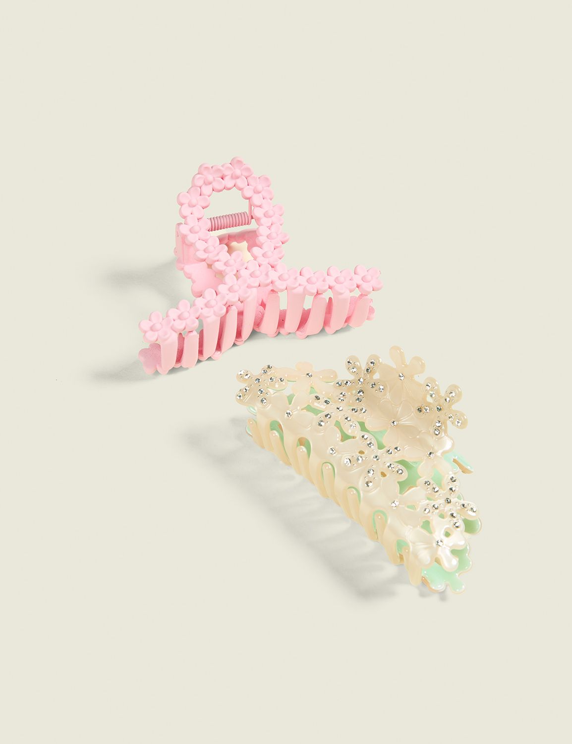 Pink Floral Claw Clip 2-Pack