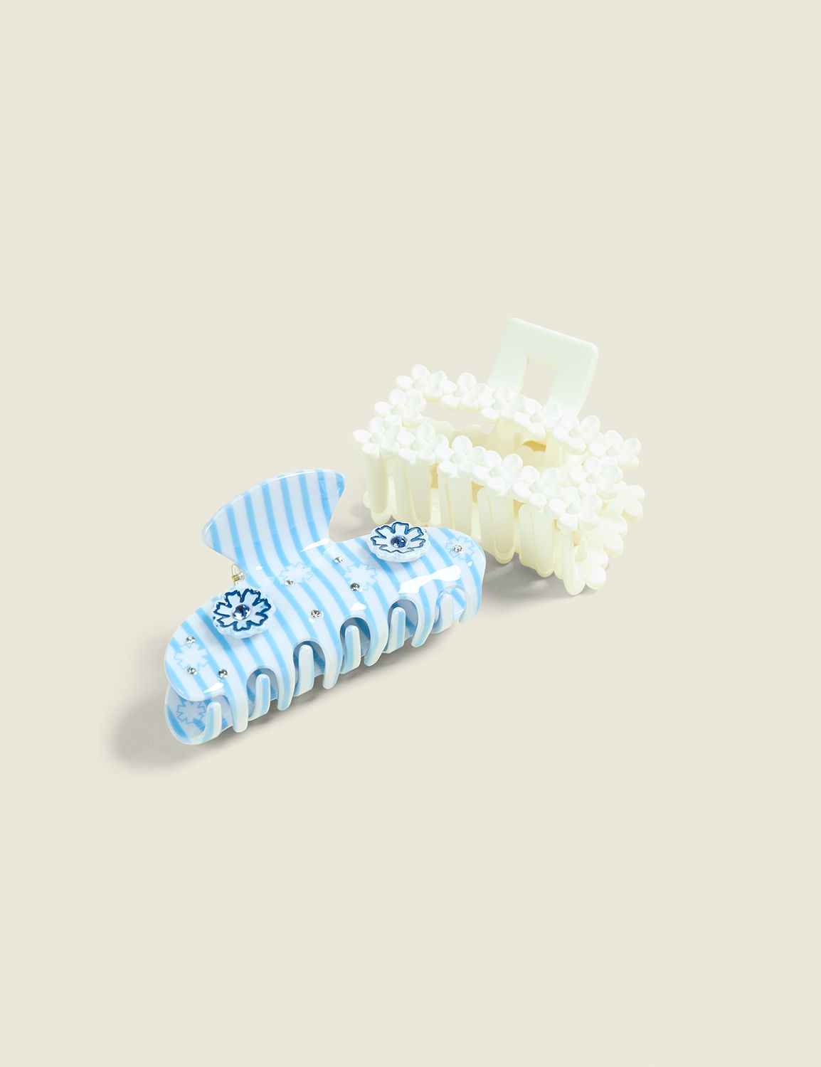 Blue & White Floral Claw Clip 2-Pack