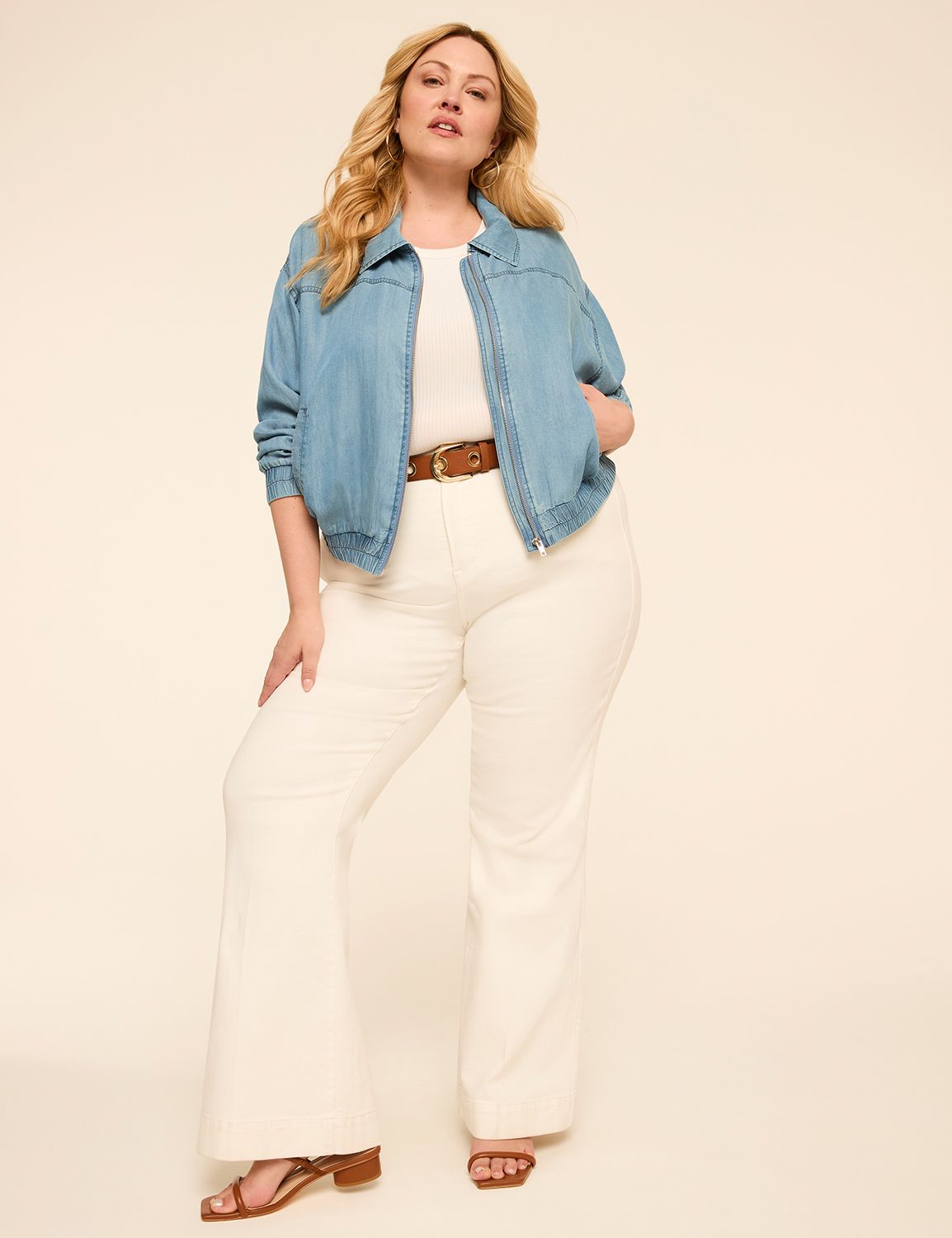 Long Sleeve Collared Zip-Front Over Product Image 3