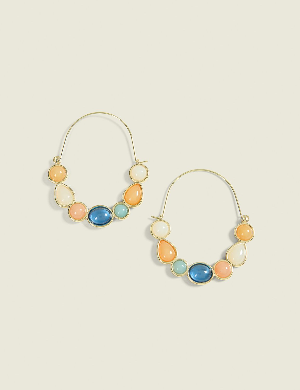 Multi-Color Imitation Stone Oval Drop Earrings