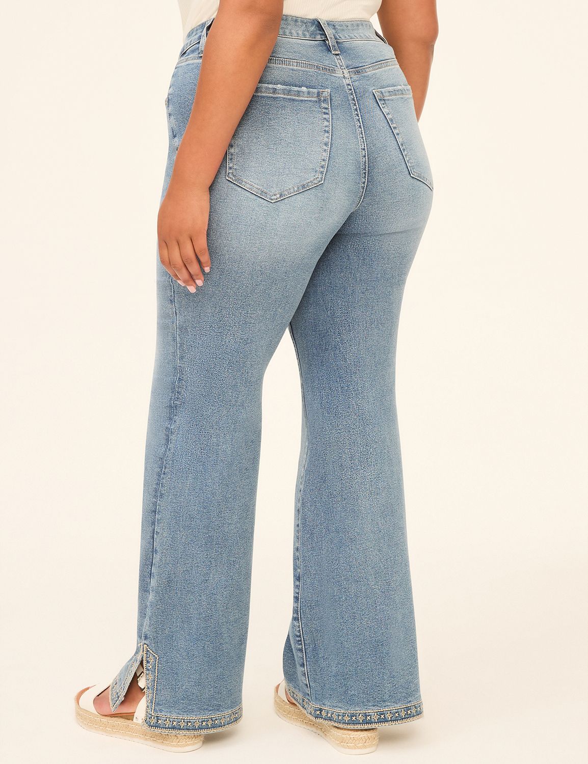 Genius Embroidered Split-Hem Bootcut Jean