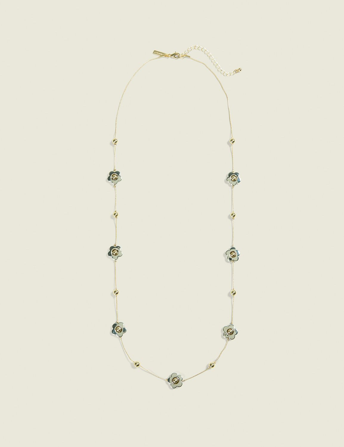 Mixed Metal Floral Station Necklace
