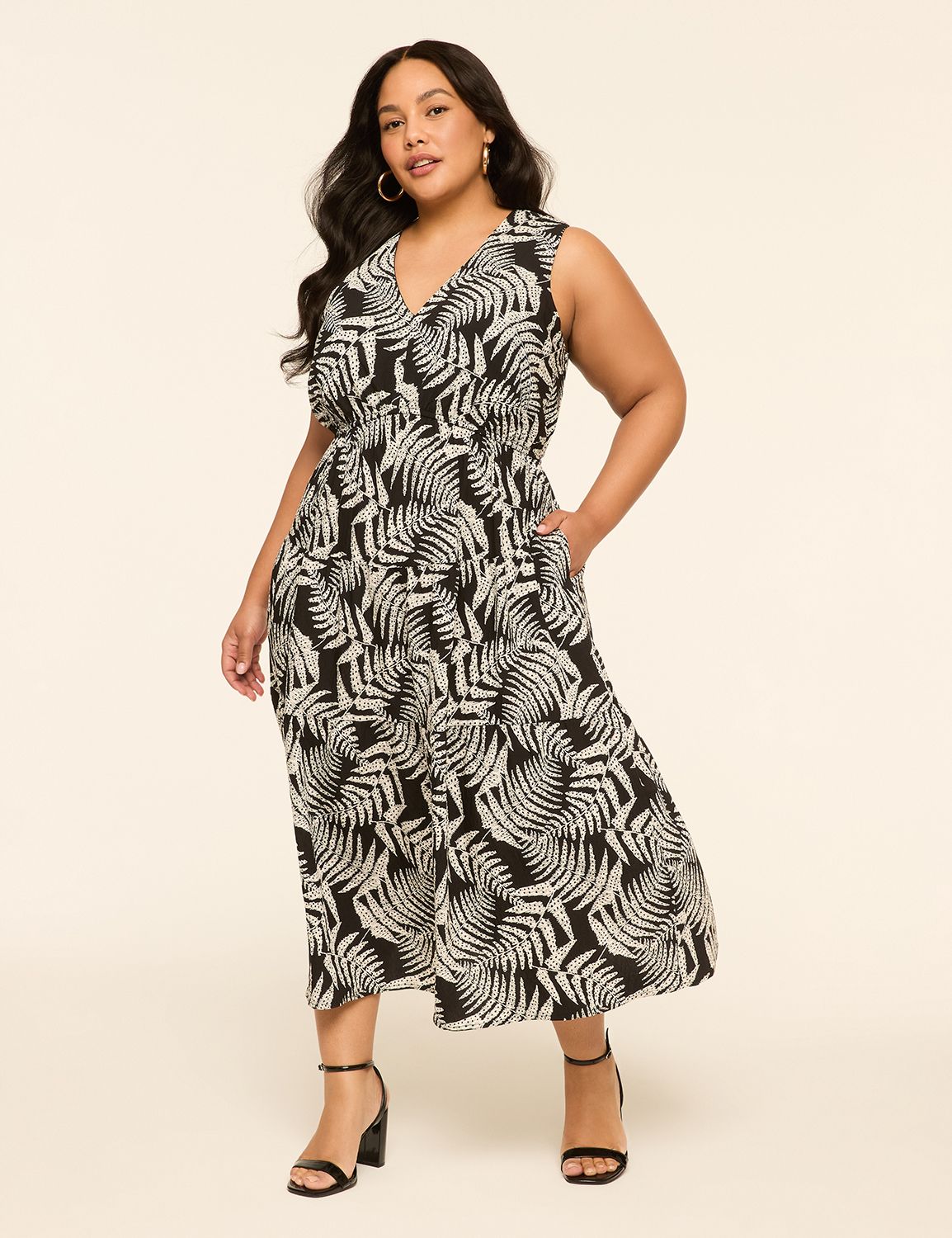 Sleeveless V-Neck Midi Dress