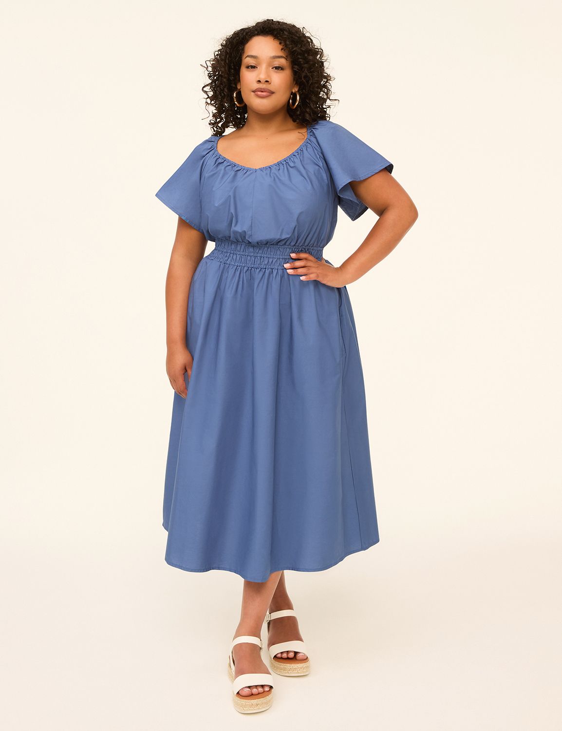 SLEEVELESS RUFFLE MIDI DRESS 115186 Product Image 1
