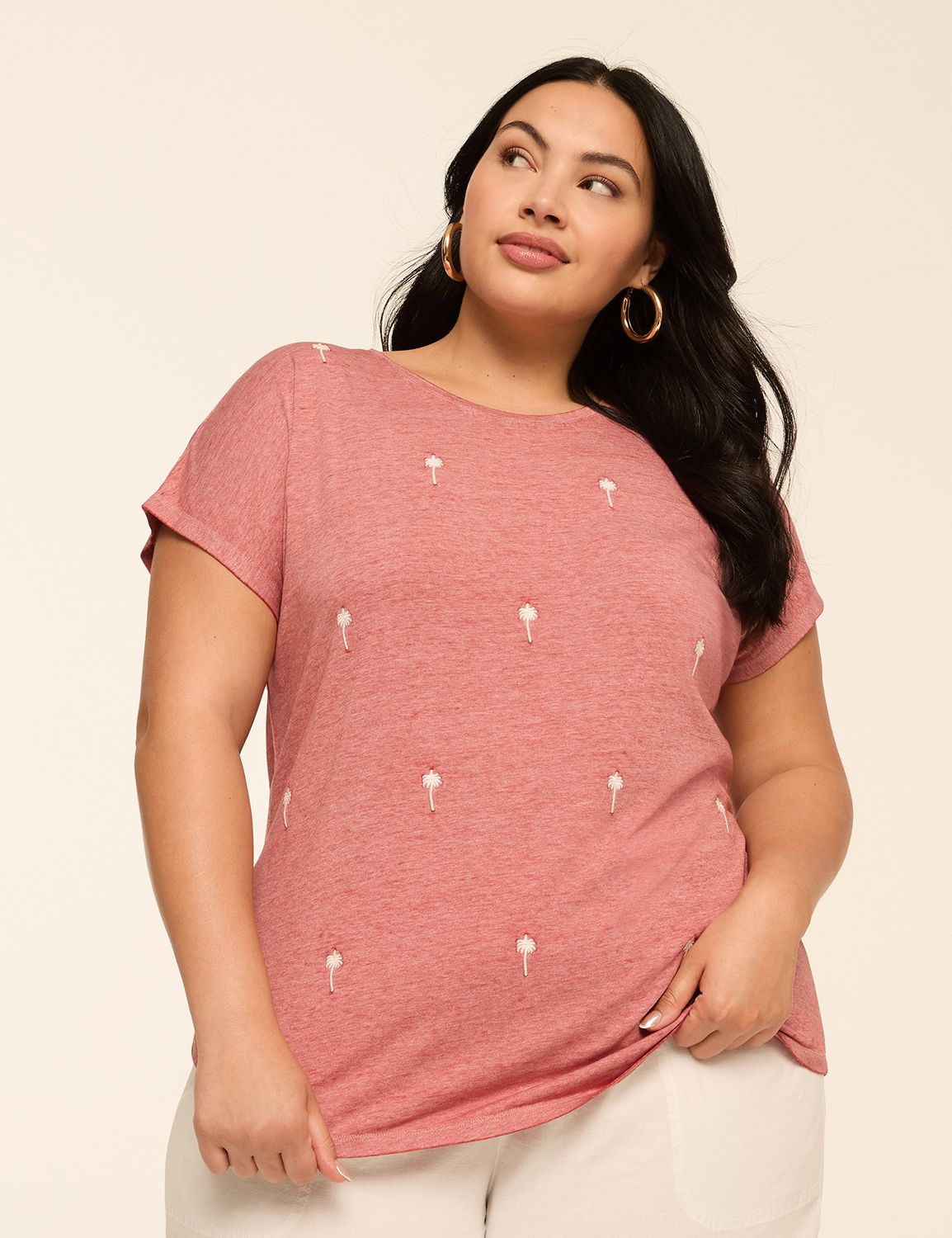 Embroidered Palm Trees Graphic Tee