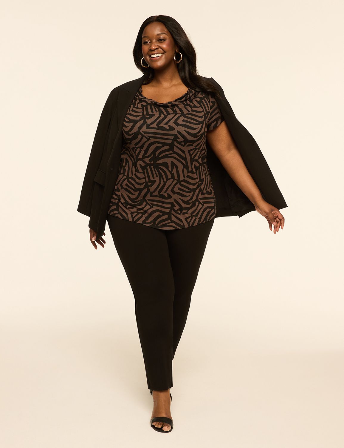 Short Sleeve Open Drape Neck Top F Product Image 3