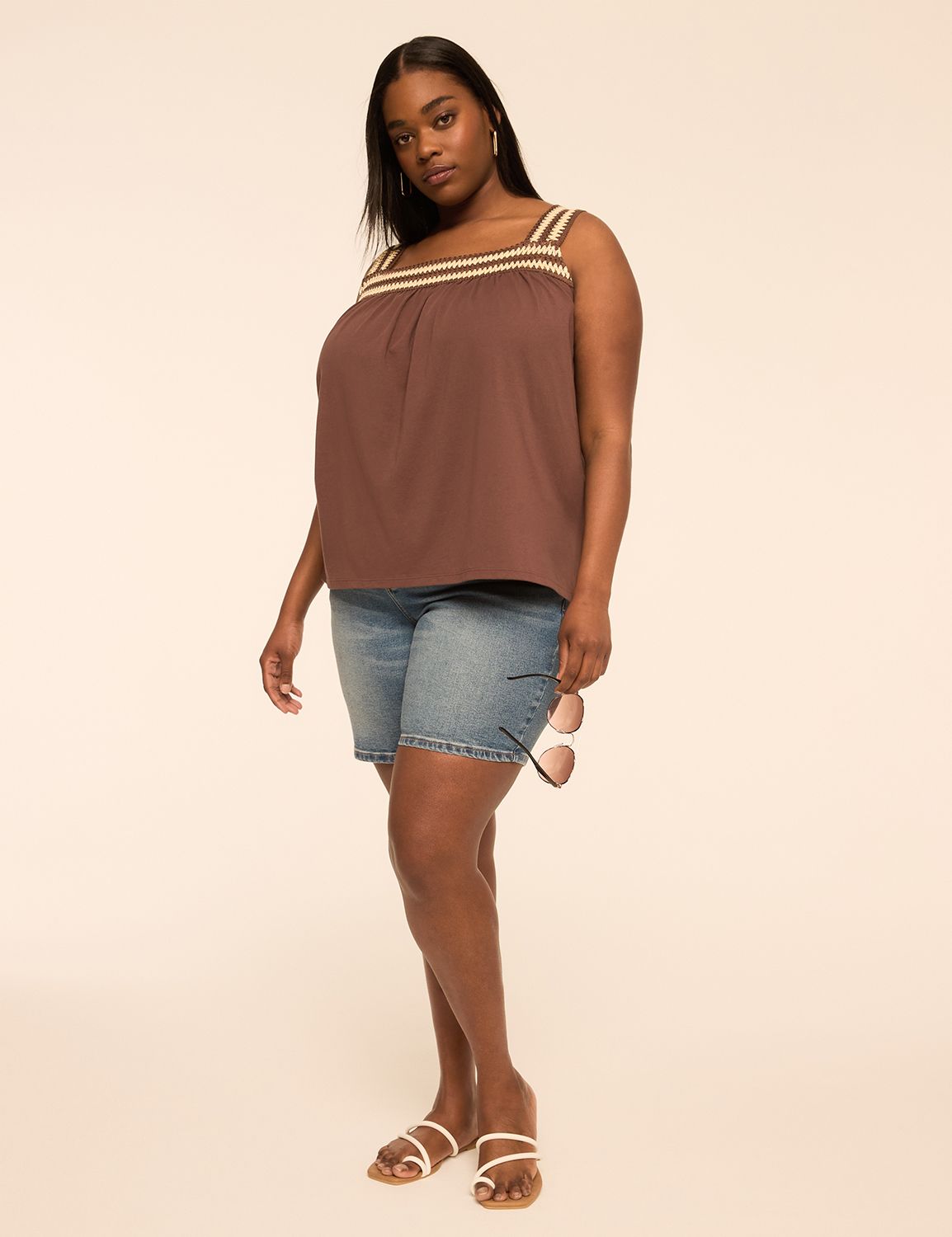 Sleeveless Crochet Front Strap & Yo Product Image 3
