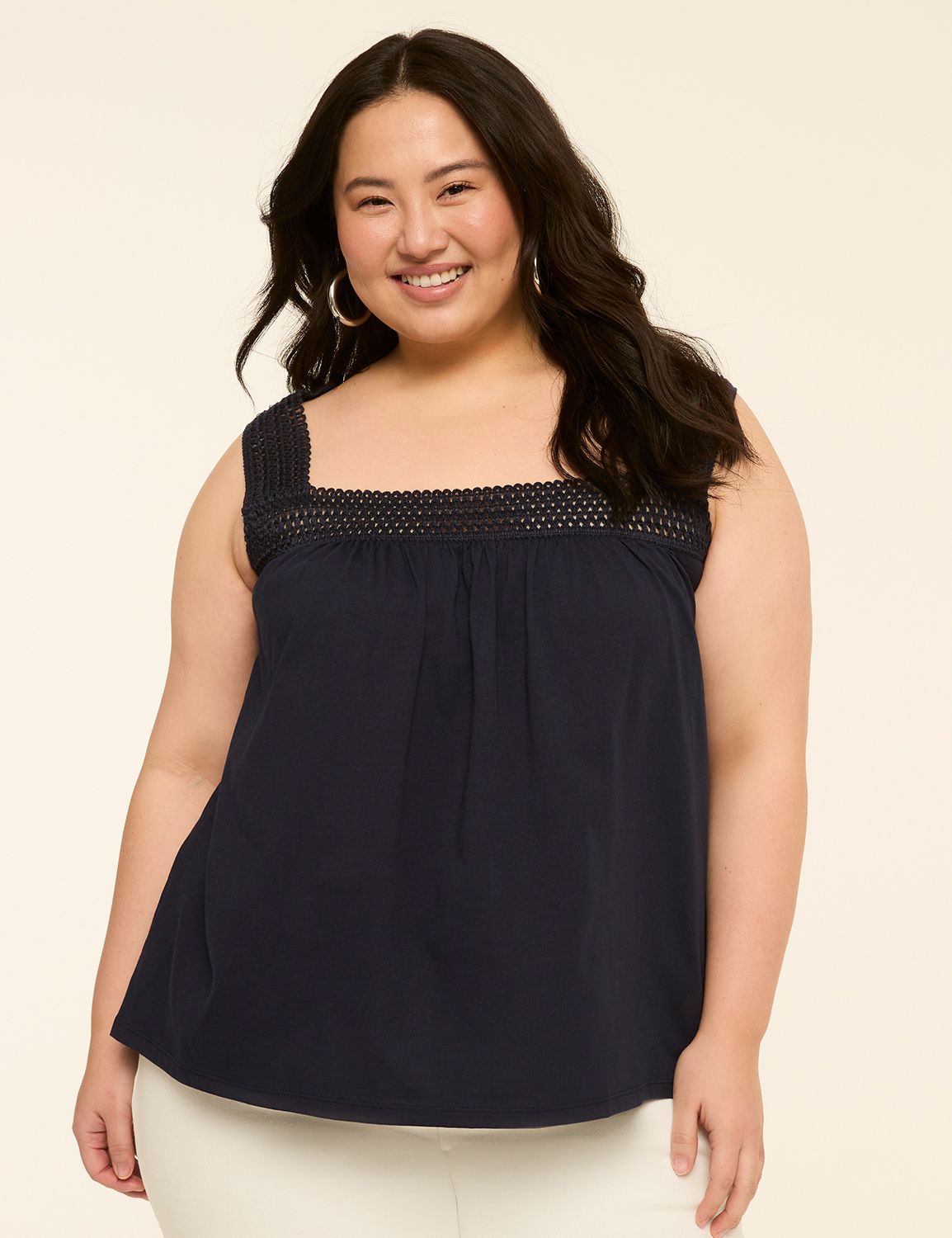 Sleeveless Crochet Front Strap & Yo Product Image 1
