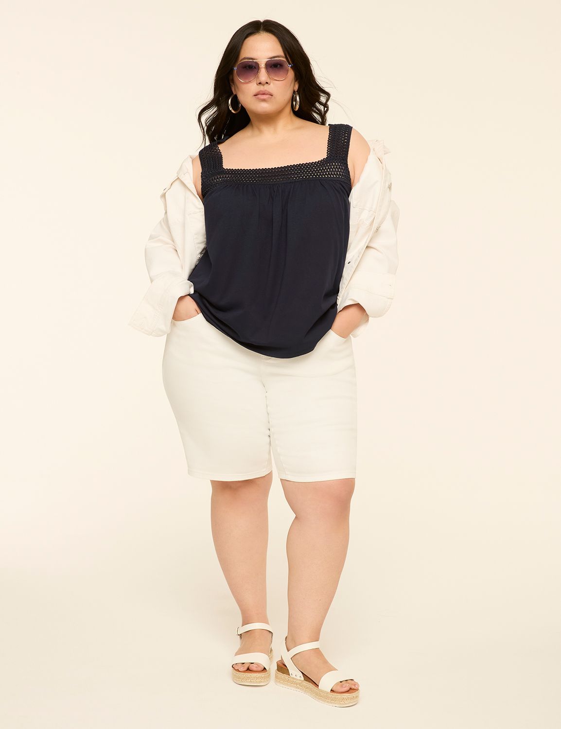 Sleeveless Crochet Front Strap & Yo Product Image 3