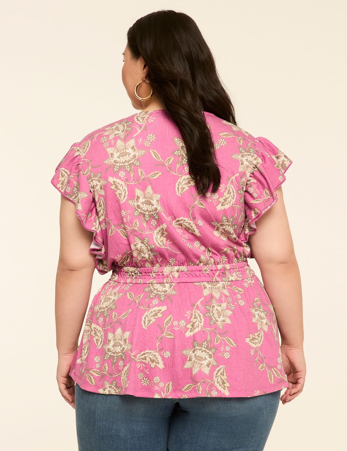 Double Flutter Sleeve Wrapped V Nec Product Image 2