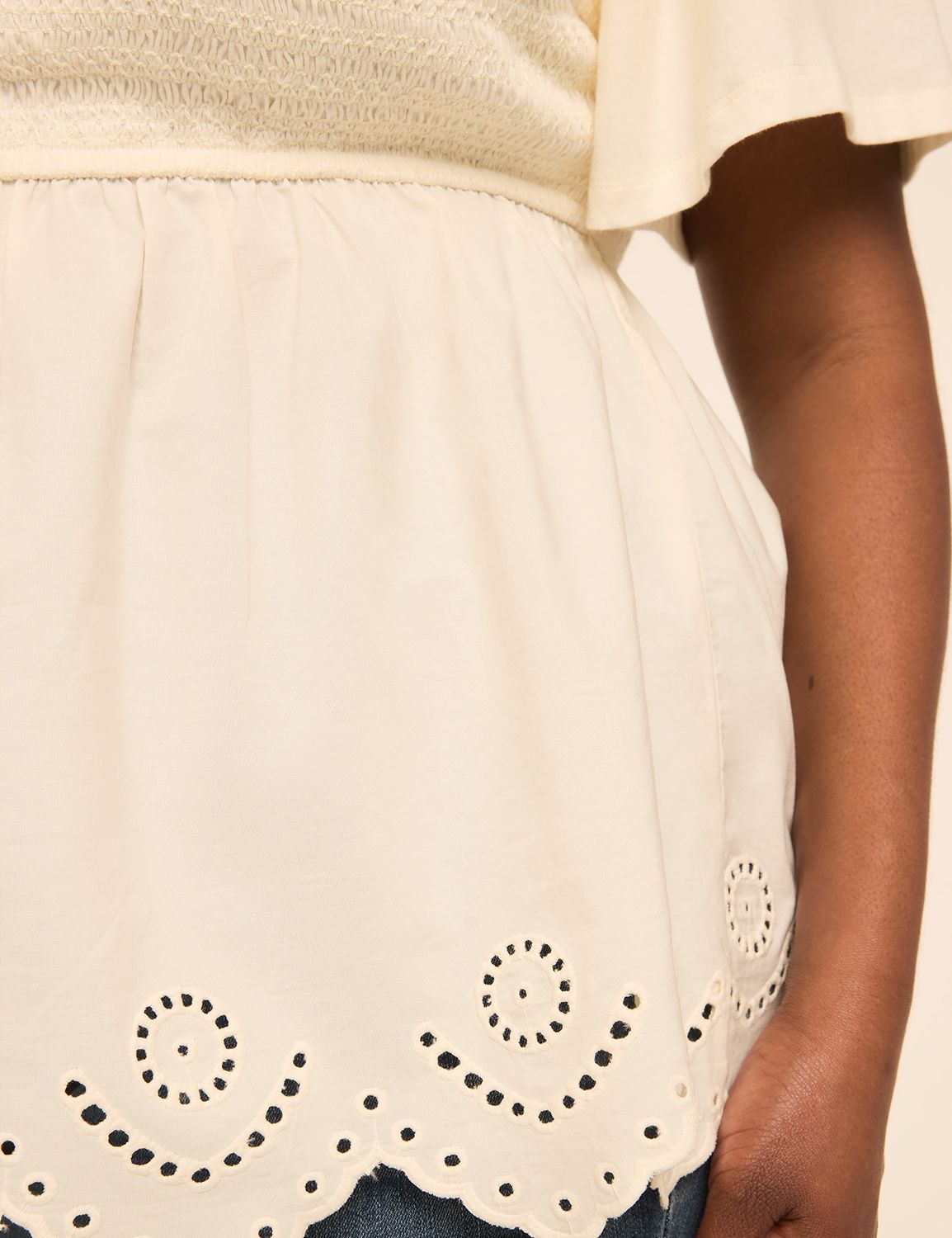 Short Sleeve Smocked Bodice Eyelet Product Image 4