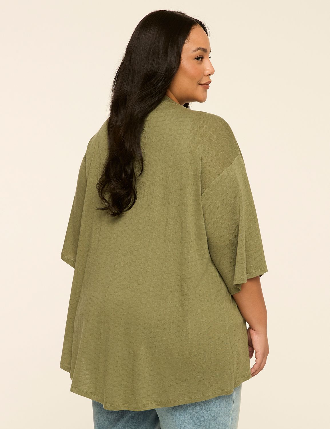Elbow-Sleeve Open-Front Overpiece