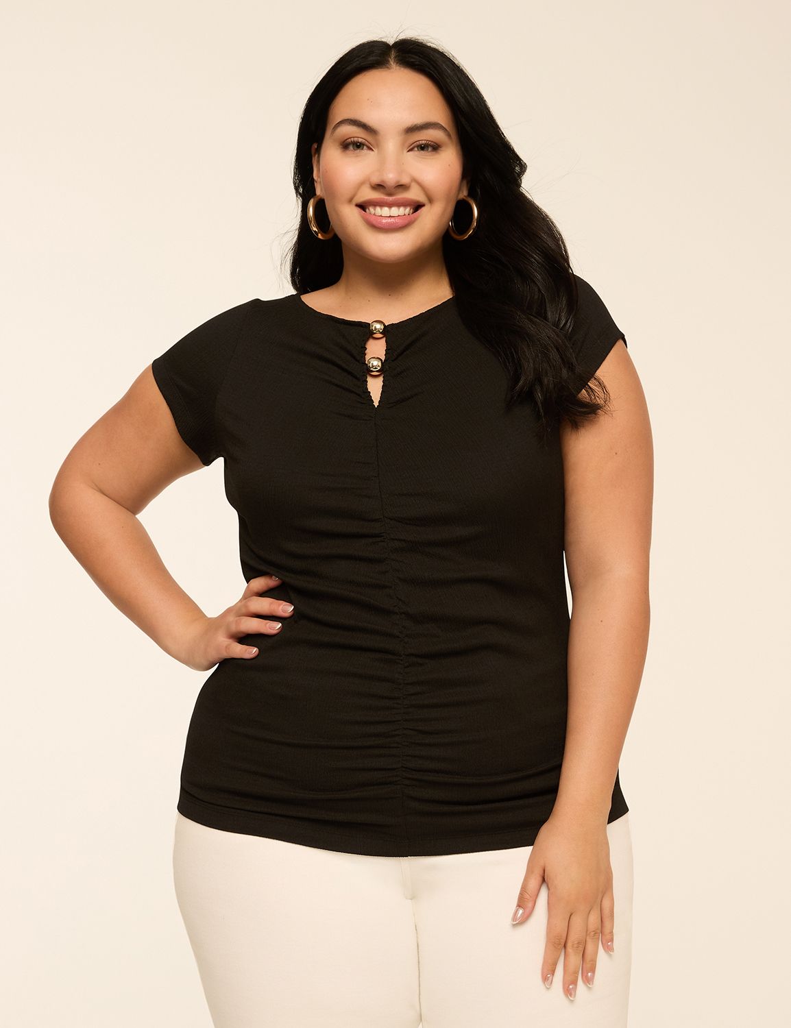 Beaded Keyhole Boatneck Top