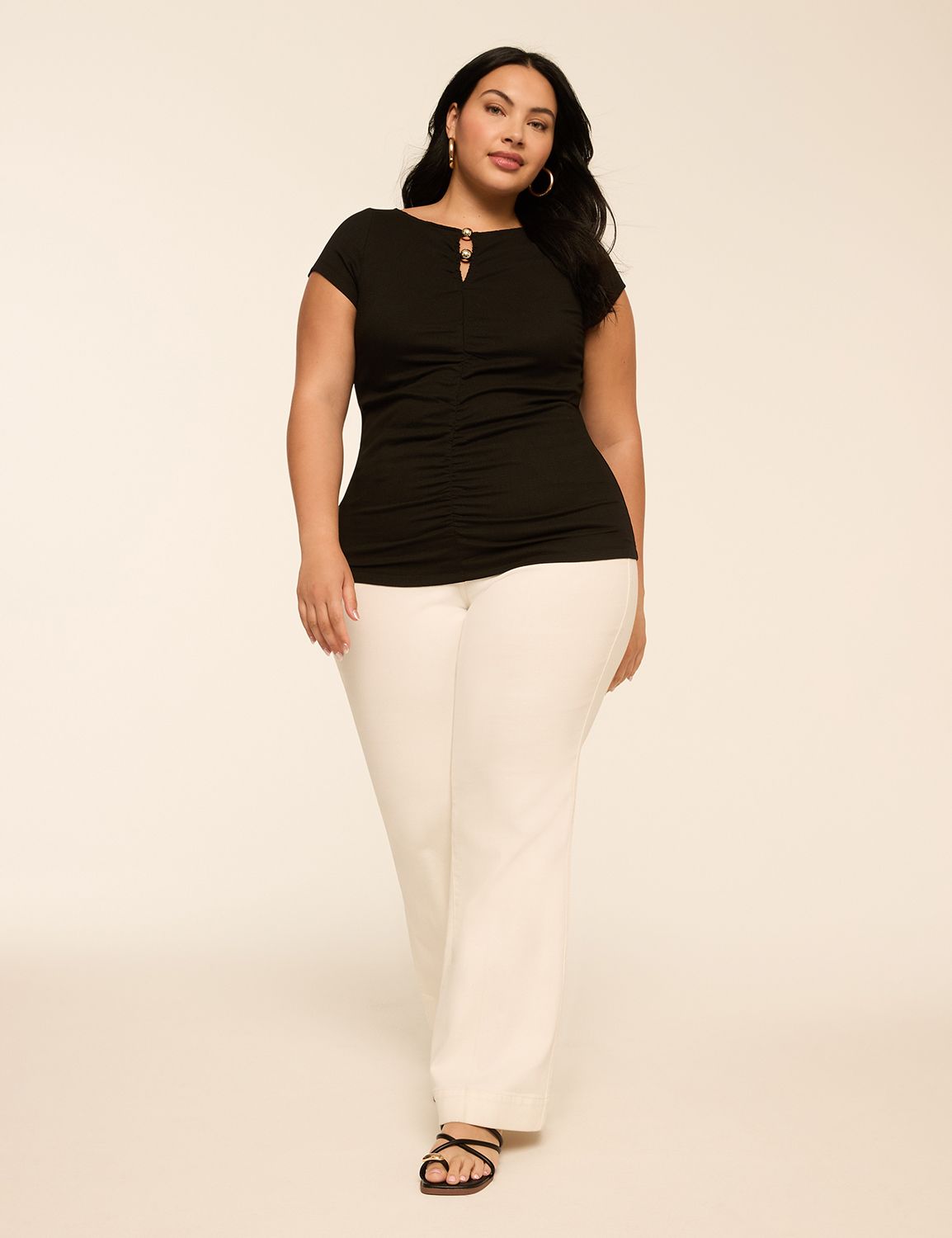 Short Sleeve Boat Neck w/ Beads Key Product Image 3