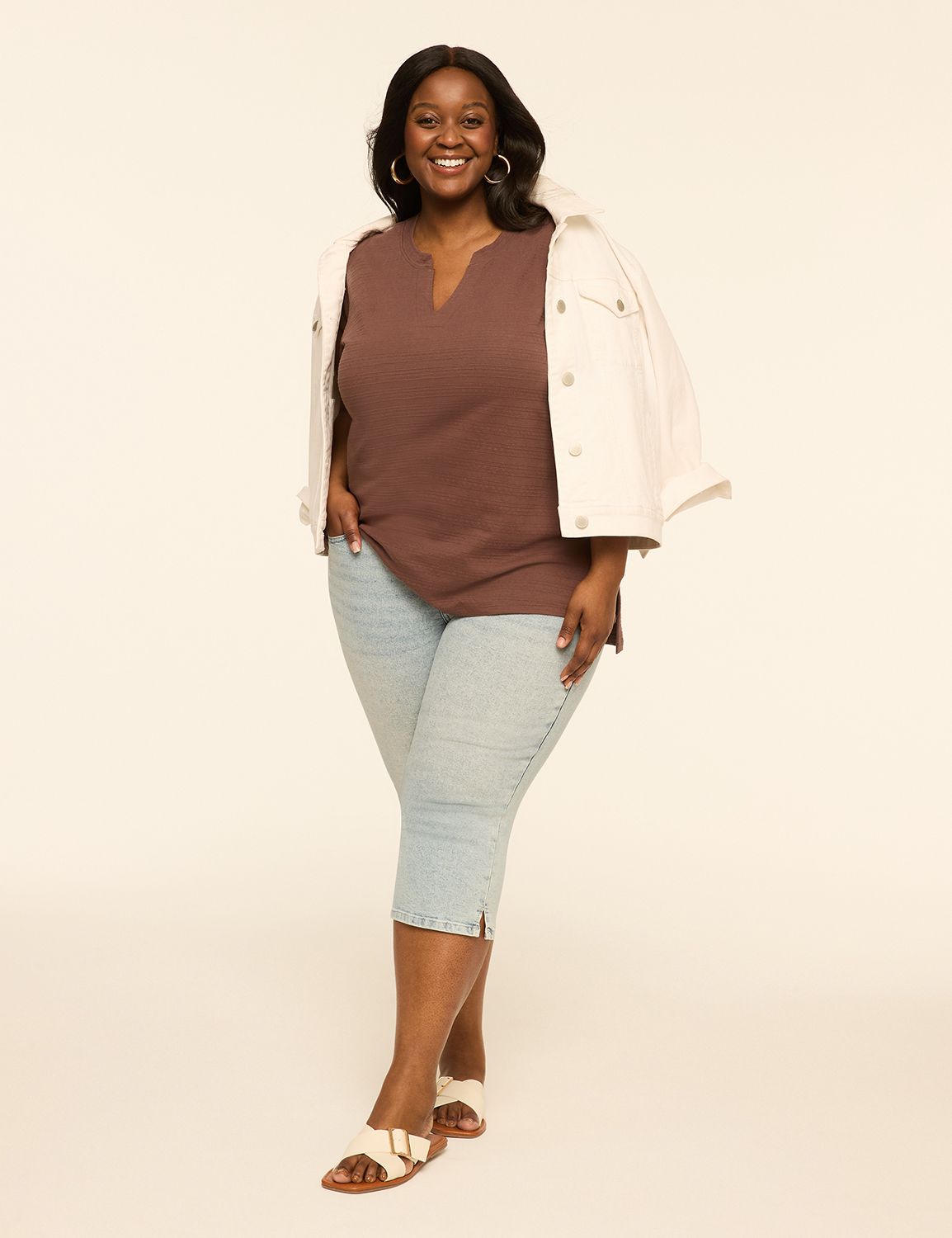 Short Sleeve Notch Neck High/Low He Product Image 3