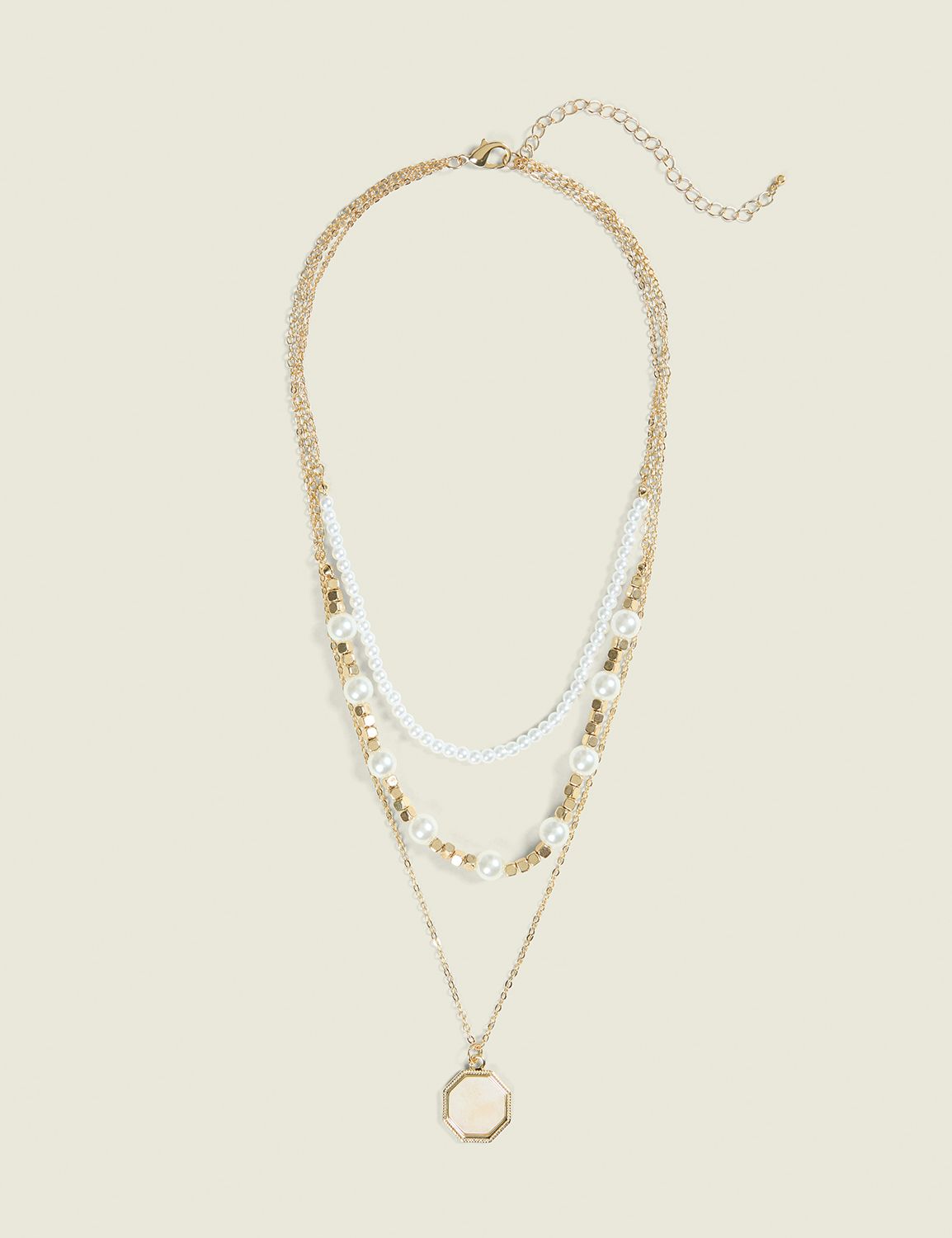 Scaled Pearl Multi Row Necklace Product Image 1