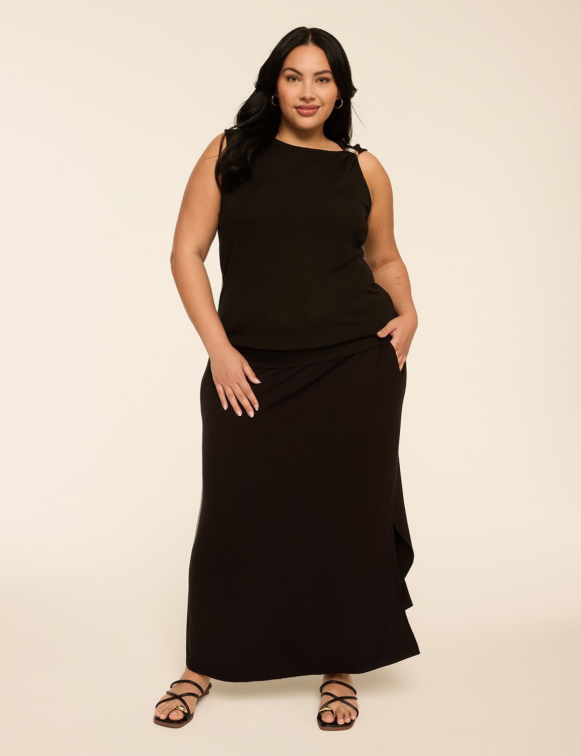 Sleeveless Asymmetrical Neckline w/ Product Image 3