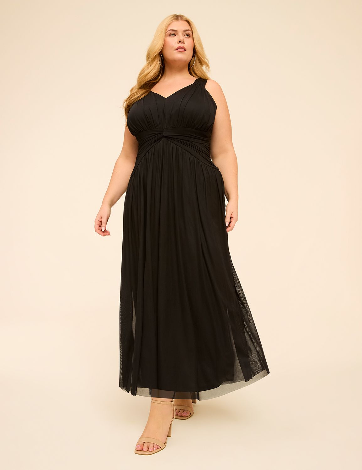Sleeveless Mesh Maxi Dress