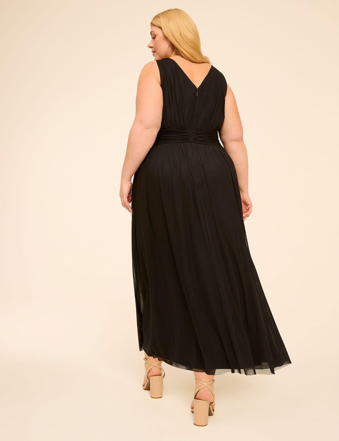 Sleeveless Mesh Maxi Dress