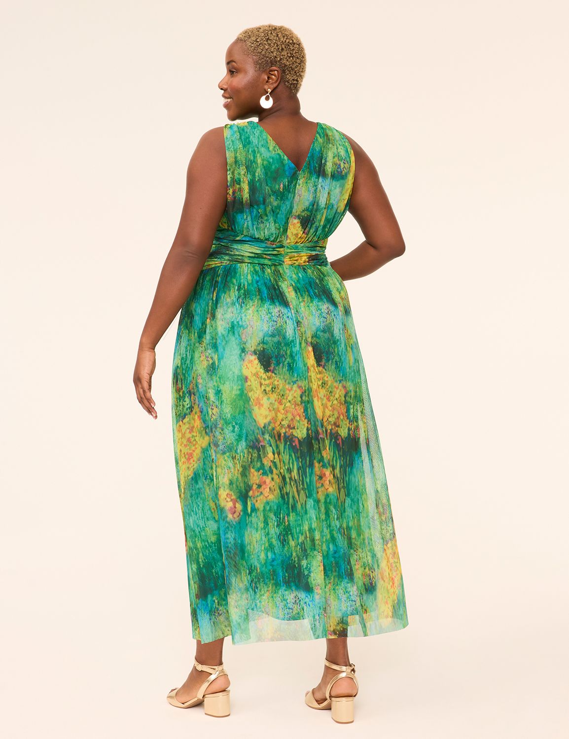 Sleeveless Mesh Maxi Dress