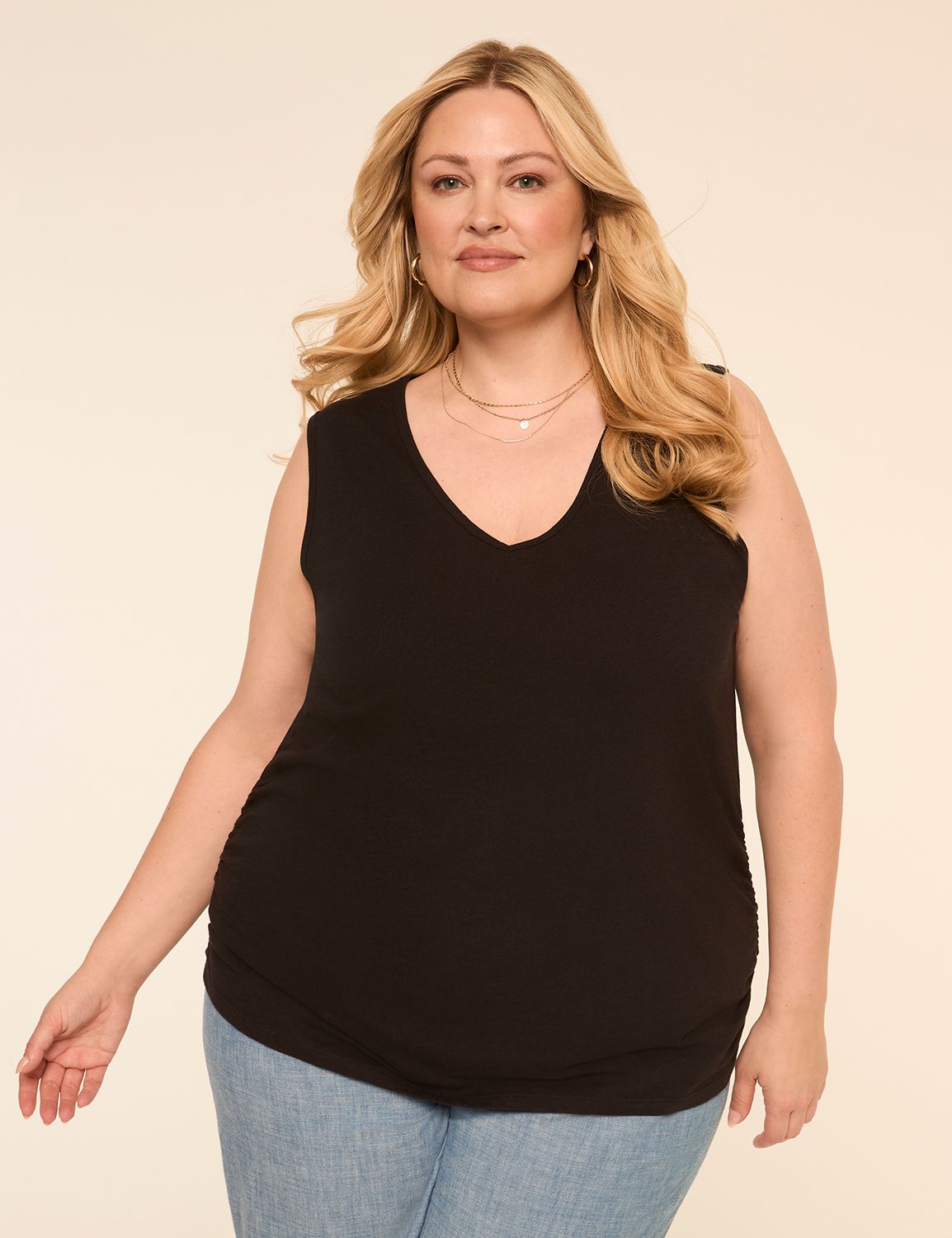 V-Neck Side-Ruched Tank
