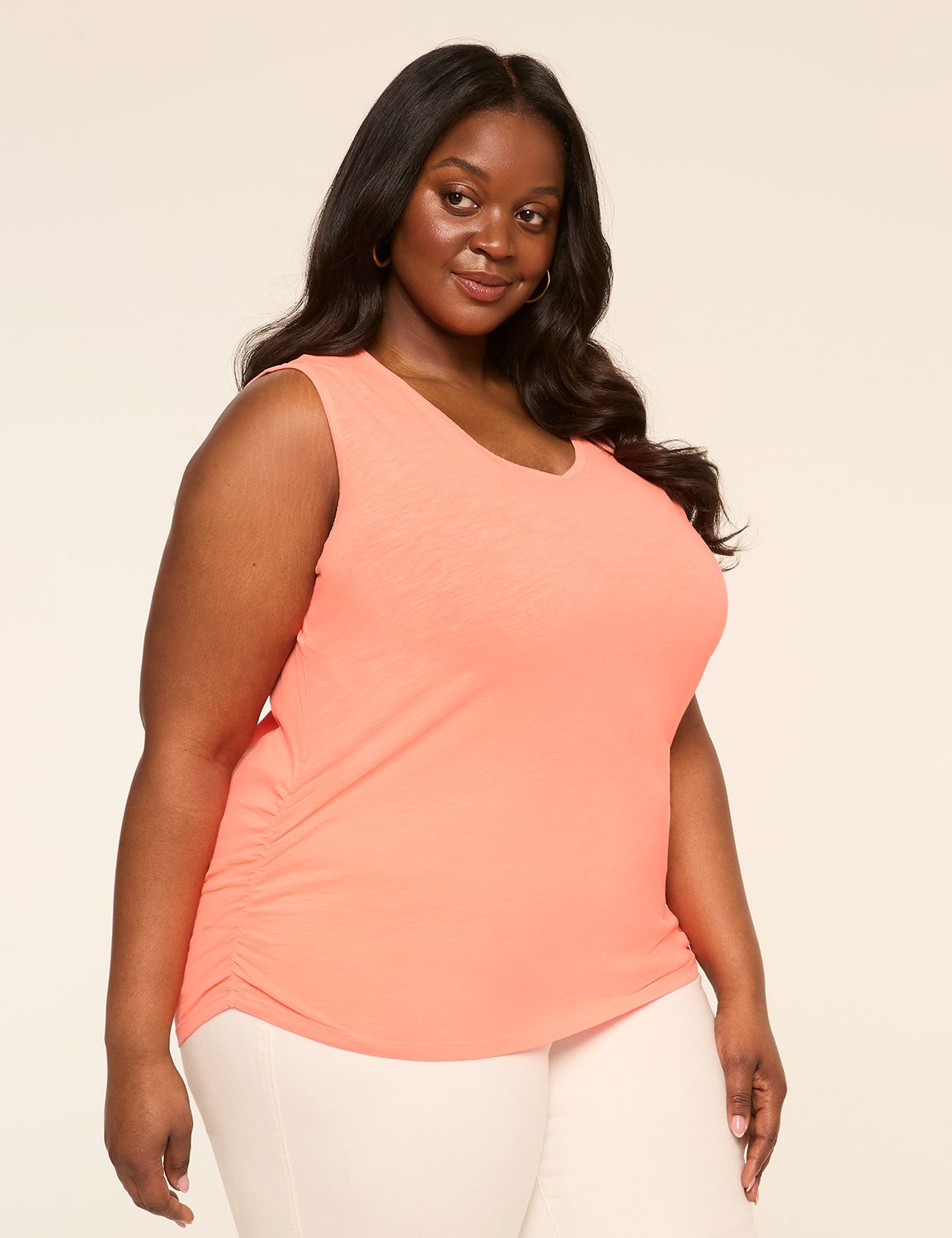 V-Neck Side-Ruched Tank