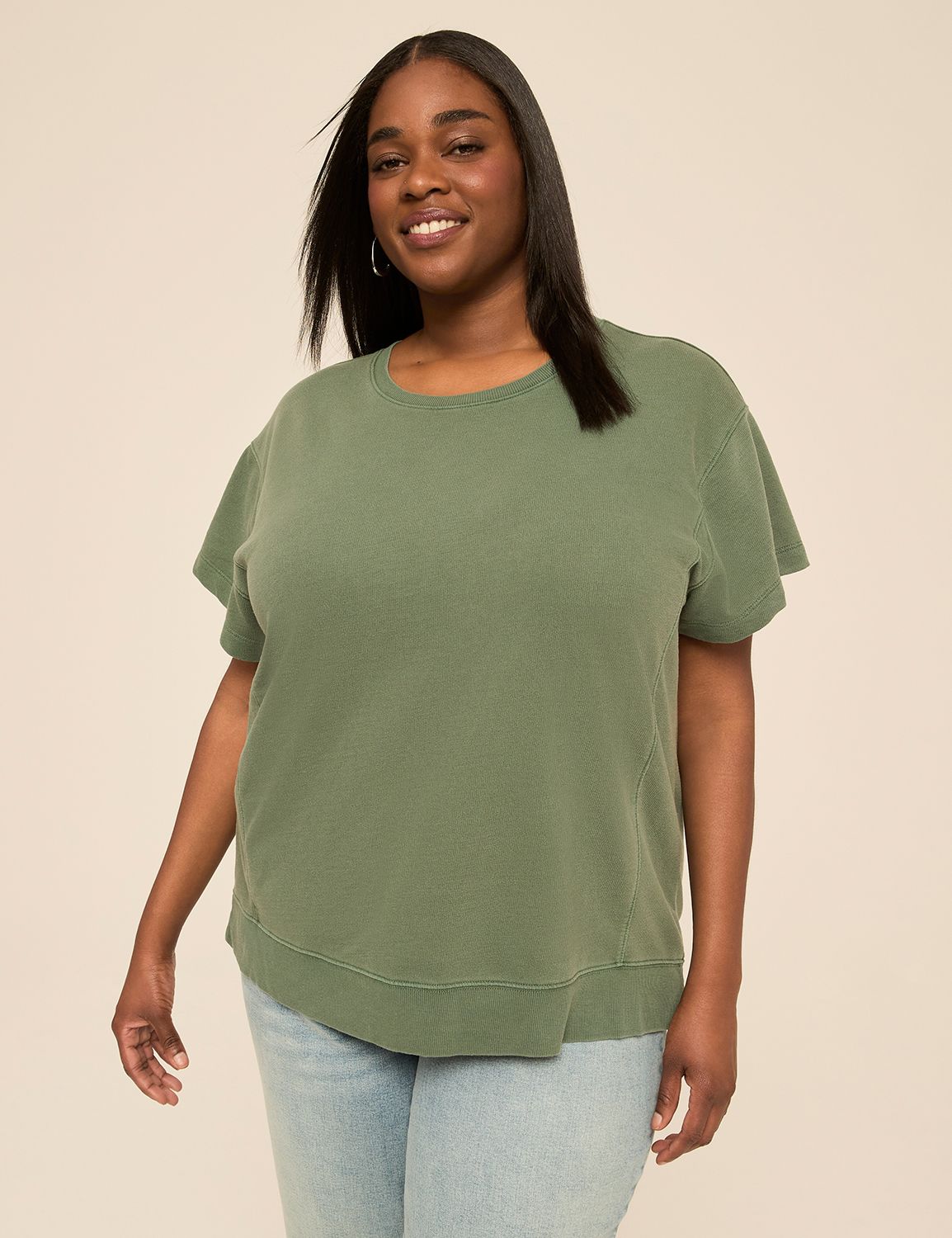 Short-Sleeve French Terry Sweatshirt | LaneBryant