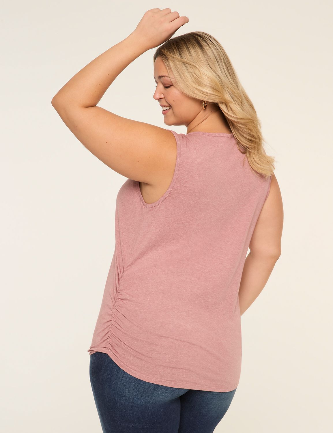 V-Neck Side-Ruched Burnout Tank