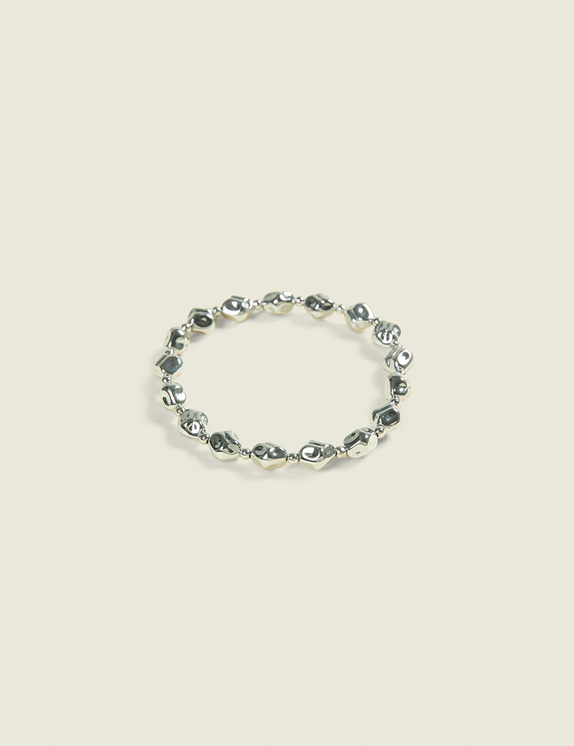 Mixed Texture Silvertone Stretch Bracelet