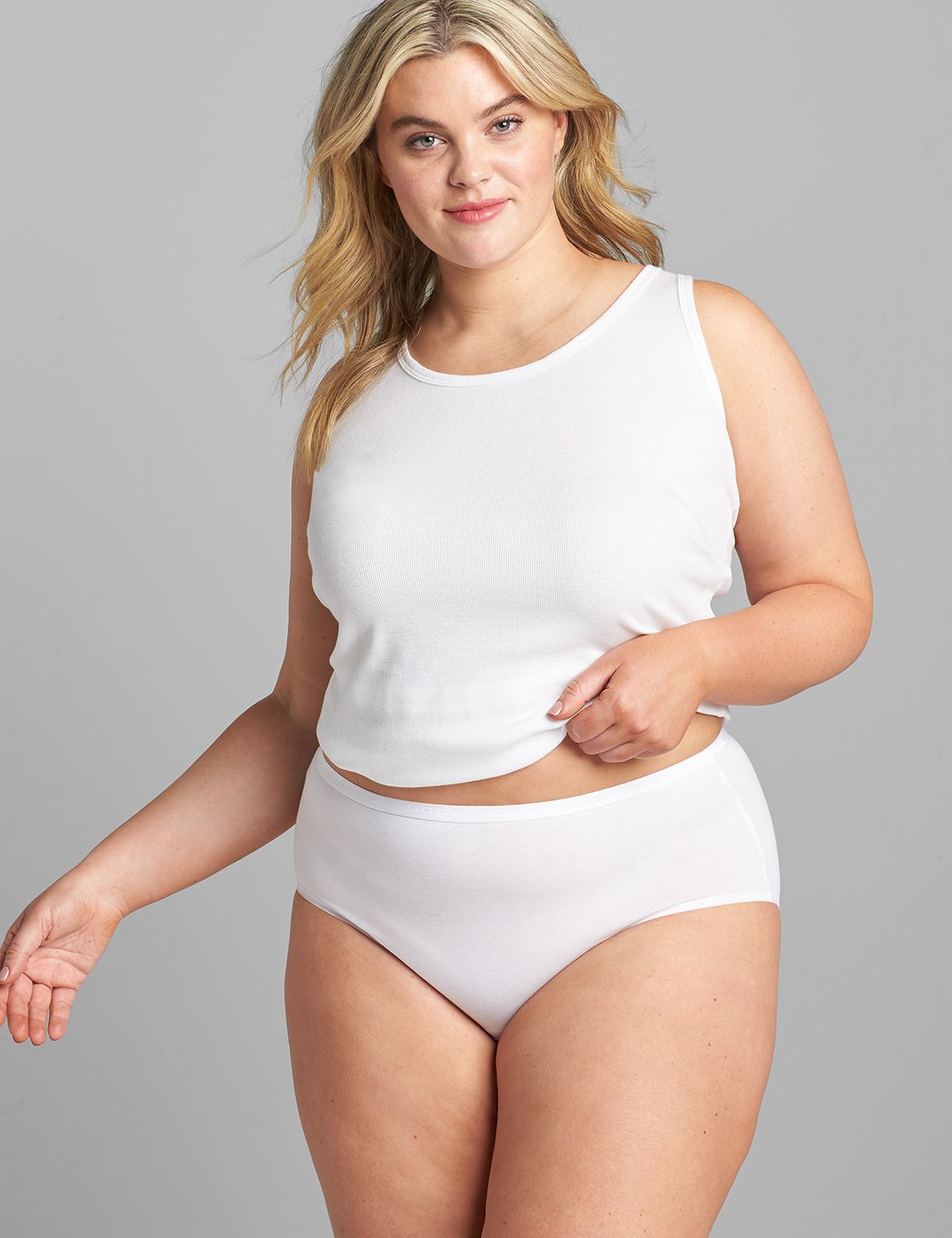 Cotton High-Cut Brief Plus Size Underwear White