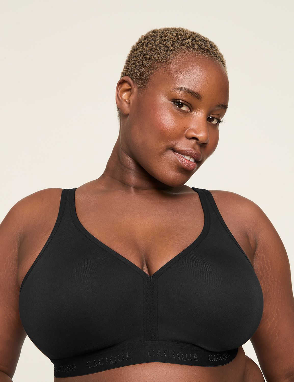 COTTON NO WIRE BLACK BRA 44H Product Image 4
